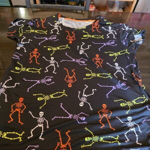 Colorful Skeleton Print Nightgown With Pockets Size Xl